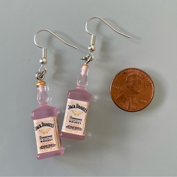 Handmade Pink Jack Daniel’s Earrings - Picture 4 of 5